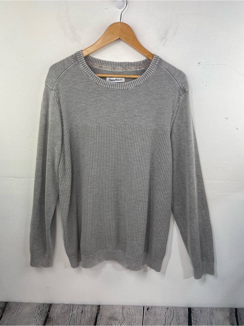 Tommy Bahama Men’s Gray Textured Knit Crewneck Sweater XL